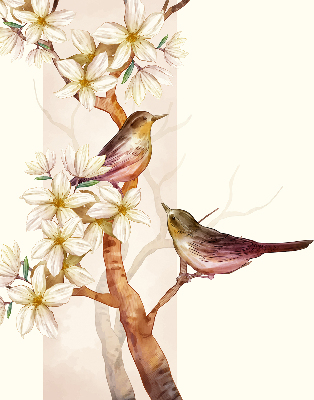 Rollo Vögel auf einem Baum mit Blumen