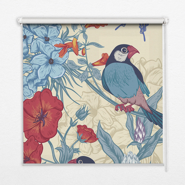 Rollo Vögel zwischen Blumen