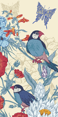 Rollo Vögel zwischen Blumen