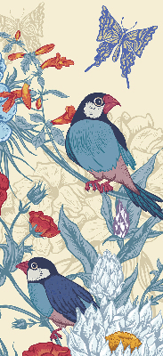 Rollo Vögel zwischen Blumen