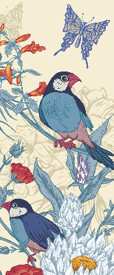 Rollo Vögel zwischen Blumen