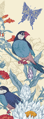 Rollo Vögel zwischen Blumen
