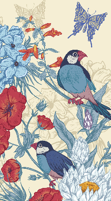 Rollo Vögel zwischen Blumen