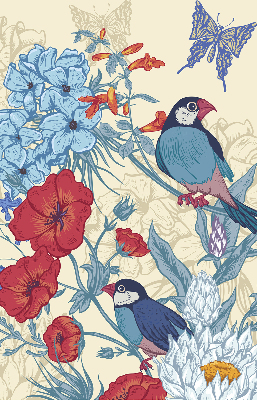 Rollo Vögel zwischen Blumen