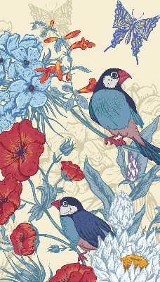 Rollo Vögel zwischen Blumen