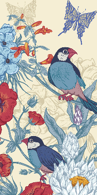 Rollo Vögel zwischen Blumen