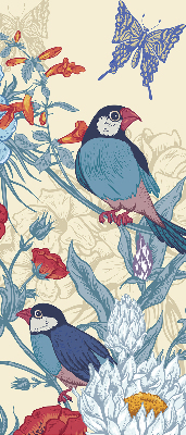 Rollo Vögel zwischen Blumen