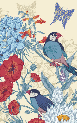 Rollo Vögel zwischen Blumen