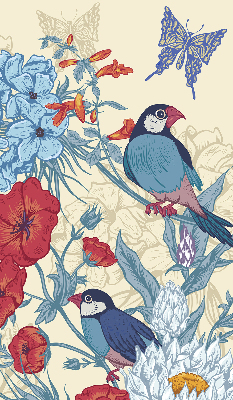 Rollo Vögel zwischen Blumen