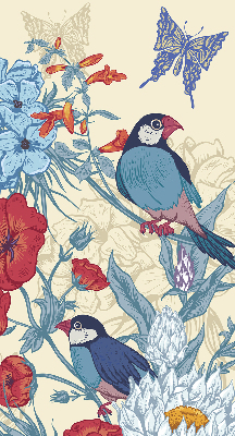 Rollo Vögel zwischen Blumen