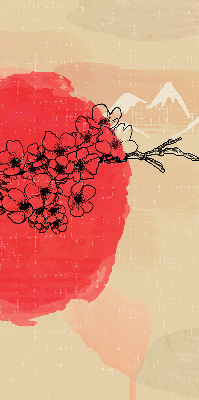 Verdunkelungsrollo Blumen in einem roten Kreis