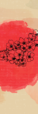 Verdunkelungsrollo Blumen in einem roten Kreis