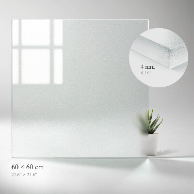 Tischplatte aus halbtransparentem Glas in quadratischer Form