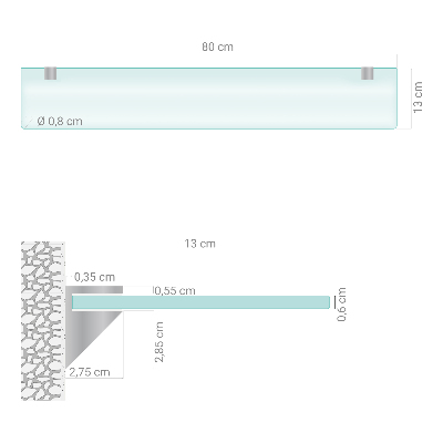 Halbtransparente Badablage aus Glas