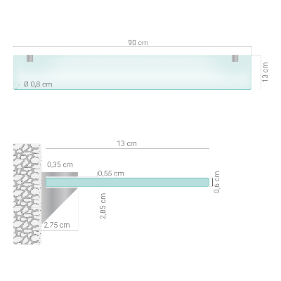 Halbtransparente Badablage aus Glas