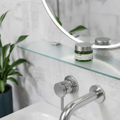 Halbtransparente Badablage aus Glas