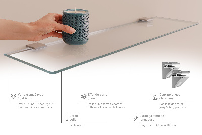 Halbtransparente Badablage aus Glas