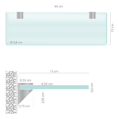 Halbtransparente Badablage aus Glas
