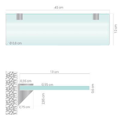 Halbtransparente Badablage aus Glas