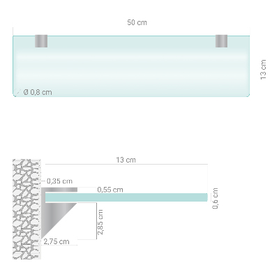 Halbtransparente Badablage aus Glas