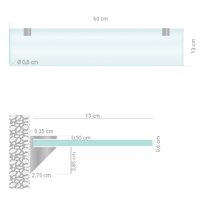 Halbtransparente Badablage aus Glas
