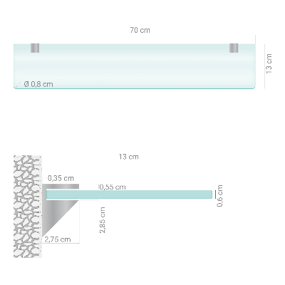 Halbtransparente Badablage aus Glas