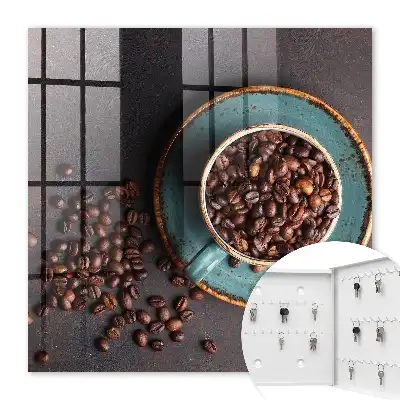 Kaffeebohnen türkisfarbener Teller