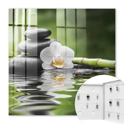 Orchideen-Zen-Steine ​​im Wasser