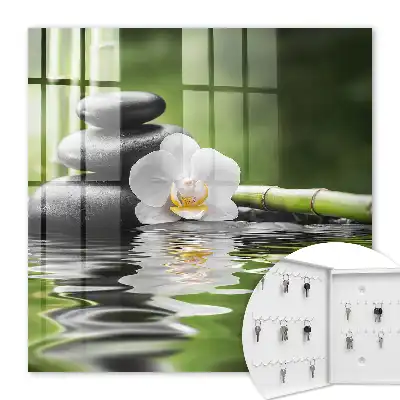 Orchideen-Zen-Steine ​​im Wasser