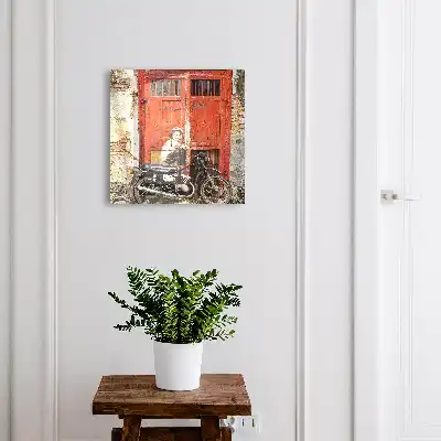 Straßenkunst mit einem Motorradgemälde