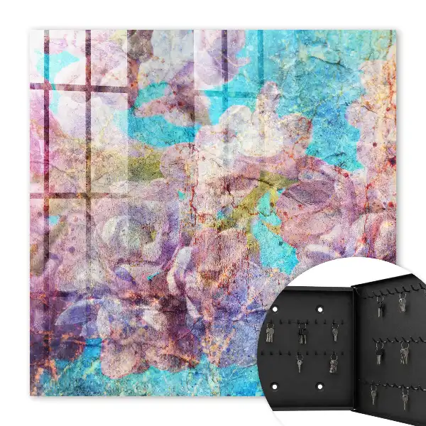 Bunte Blumen vor blauem Hintergrund