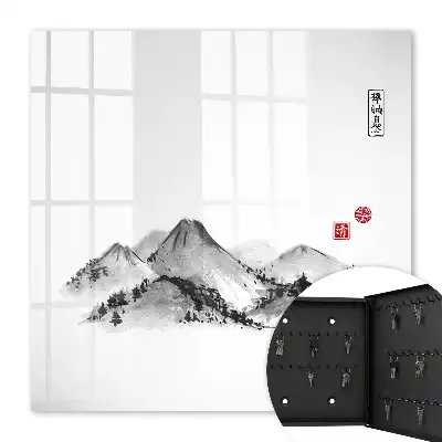 Japanische Berge mit roten Akzenten