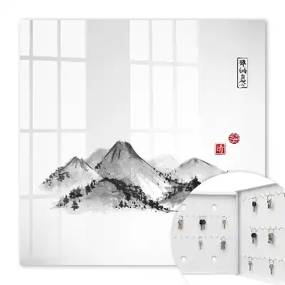 Japanische Berge mit roten Akzenten