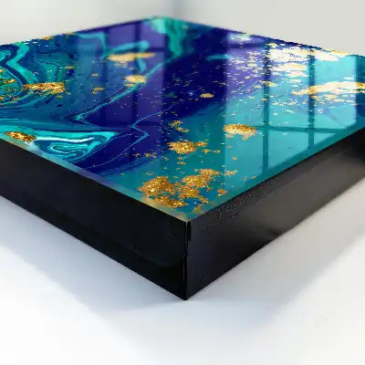 Farbenfrohe Abstraktion in Türkis und Marineblau