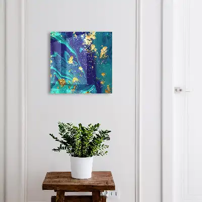 Farbenfrohe Abstraktion in Türkis und Marineblau