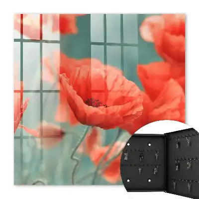 Rote Mohnblumen vor grünem Hintergrund