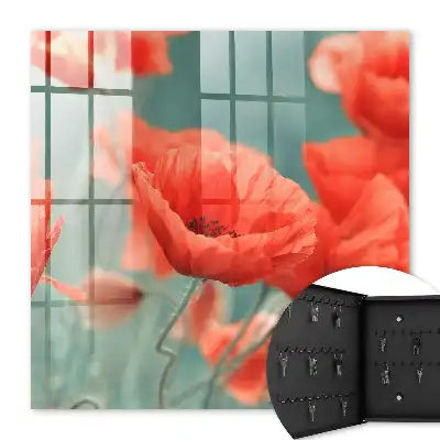 Rote Mohnblumen vor grünem Hintergrund