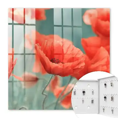Rote Mohnblumen vor grünem Hintergrund