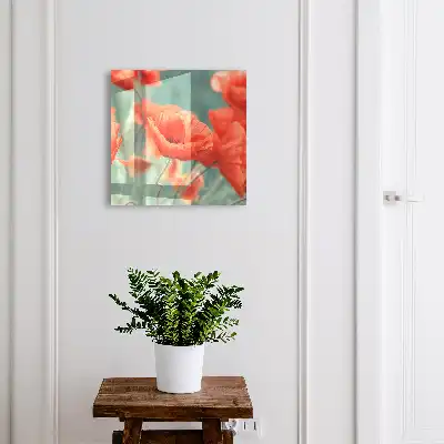 Rote Mohnblumen vor grünem Hintergrund