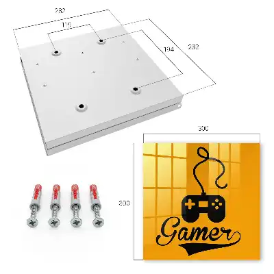 Gamepad und orangefarbene Beschriftung