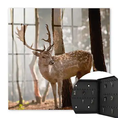 Hirsche im Wald bei Sonnenuntergang