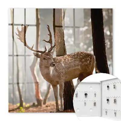 Hirsche im Wald bei Sonnenuntergang