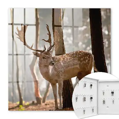 Hirsche im Wald bei Sonnenuntergang