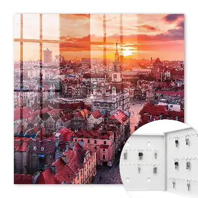 Sonnenuntergang über den Dächern historischer Gebäude