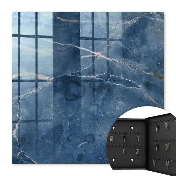 Schlüsselkasten modern Blauer Marmor mit dezenten Linien