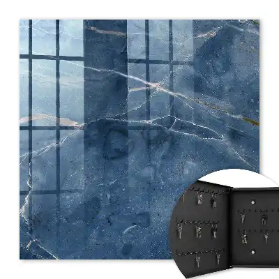 Schlüsselkasten modern Blauer Marmor mit dezenten Linien