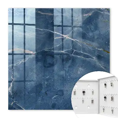Schlüsselkasten modern Blauer Marmor mit dezenten Linien
