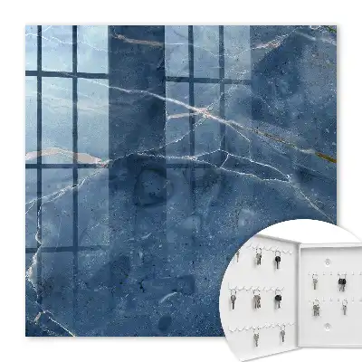 Schlüsselkasten modern Blauer Marmor mit dezenten Linien