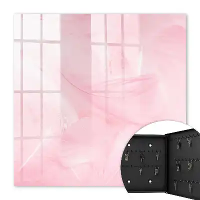 Schlüsselbox Rosa Federdekoration