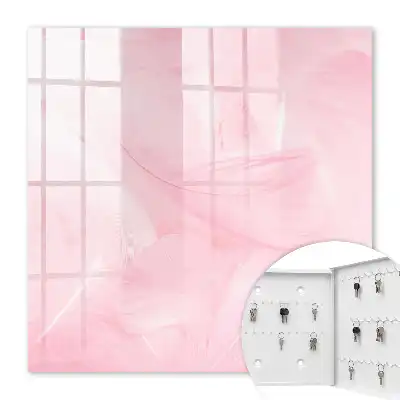 Schlüsselbox Rosa Federdekoration